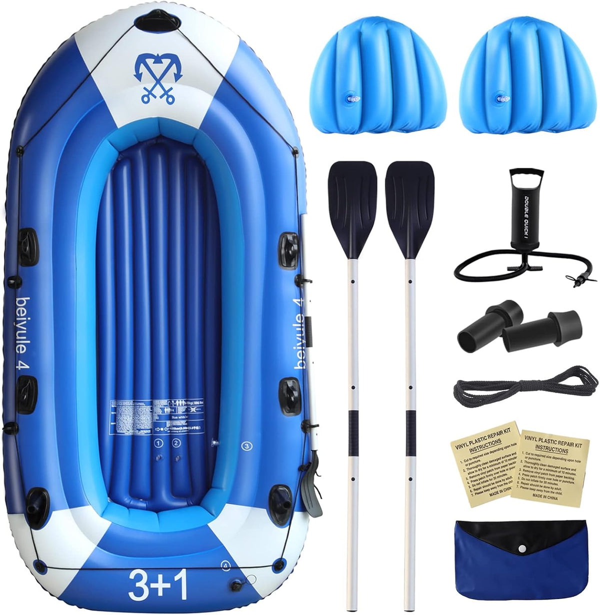 4 Person Inflatable Boat with Air Pump Rope Paddle Repair Patch Y276199