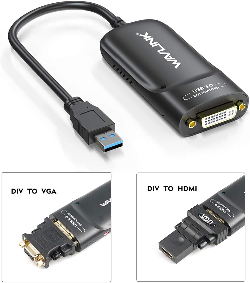 USB 3.0 to VGA/DVI/HDMI Universal Video Graphics Card Adapter for Multiple Monitors Up to 2048x1152 X949