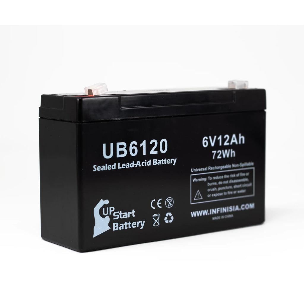 6V 12Ah Sealed Lead Acid Battery with F1 to F2 Terminal Adapters S3812