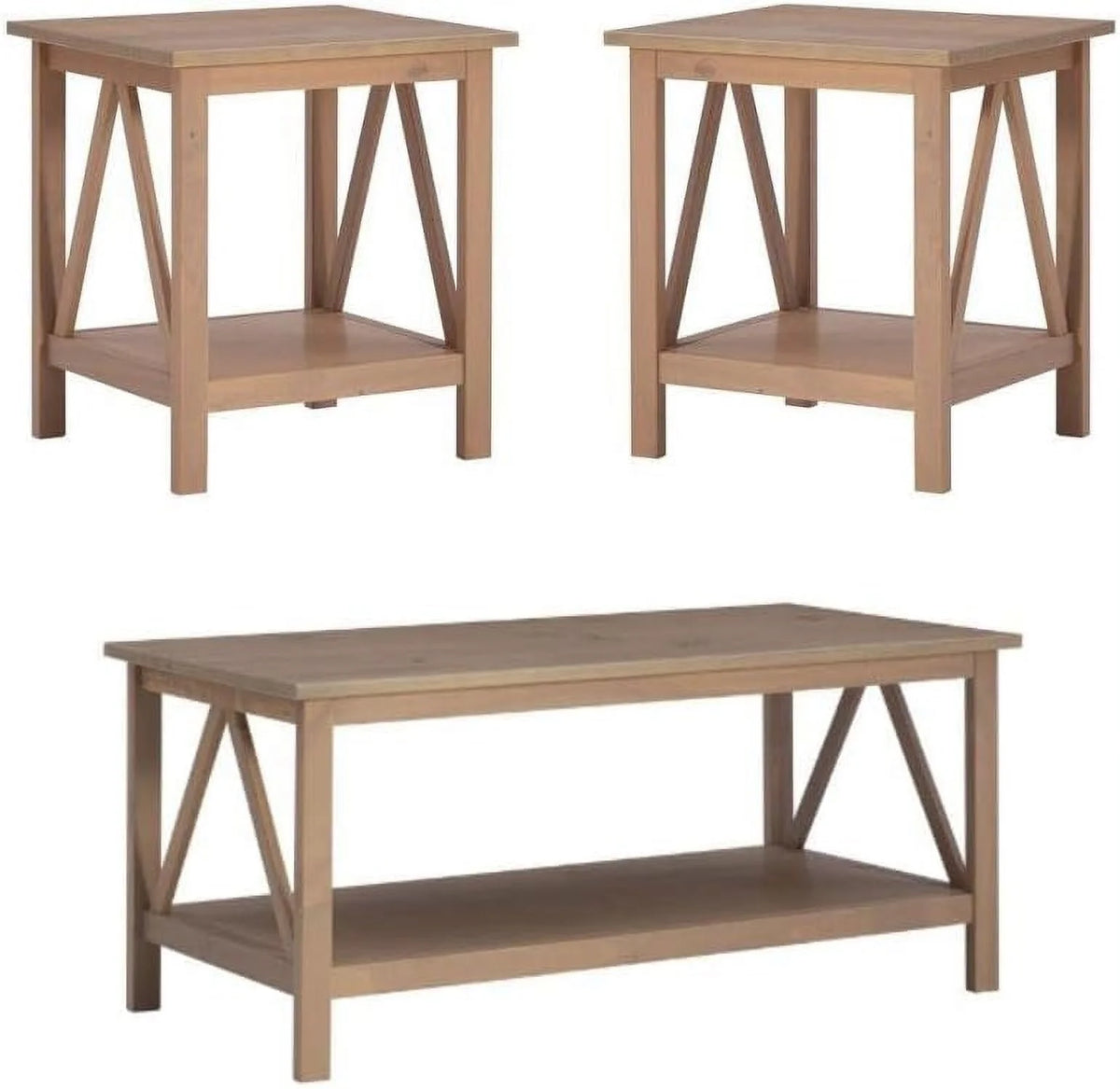 Driftwood Coffee Table and 2 End Tables Set B848