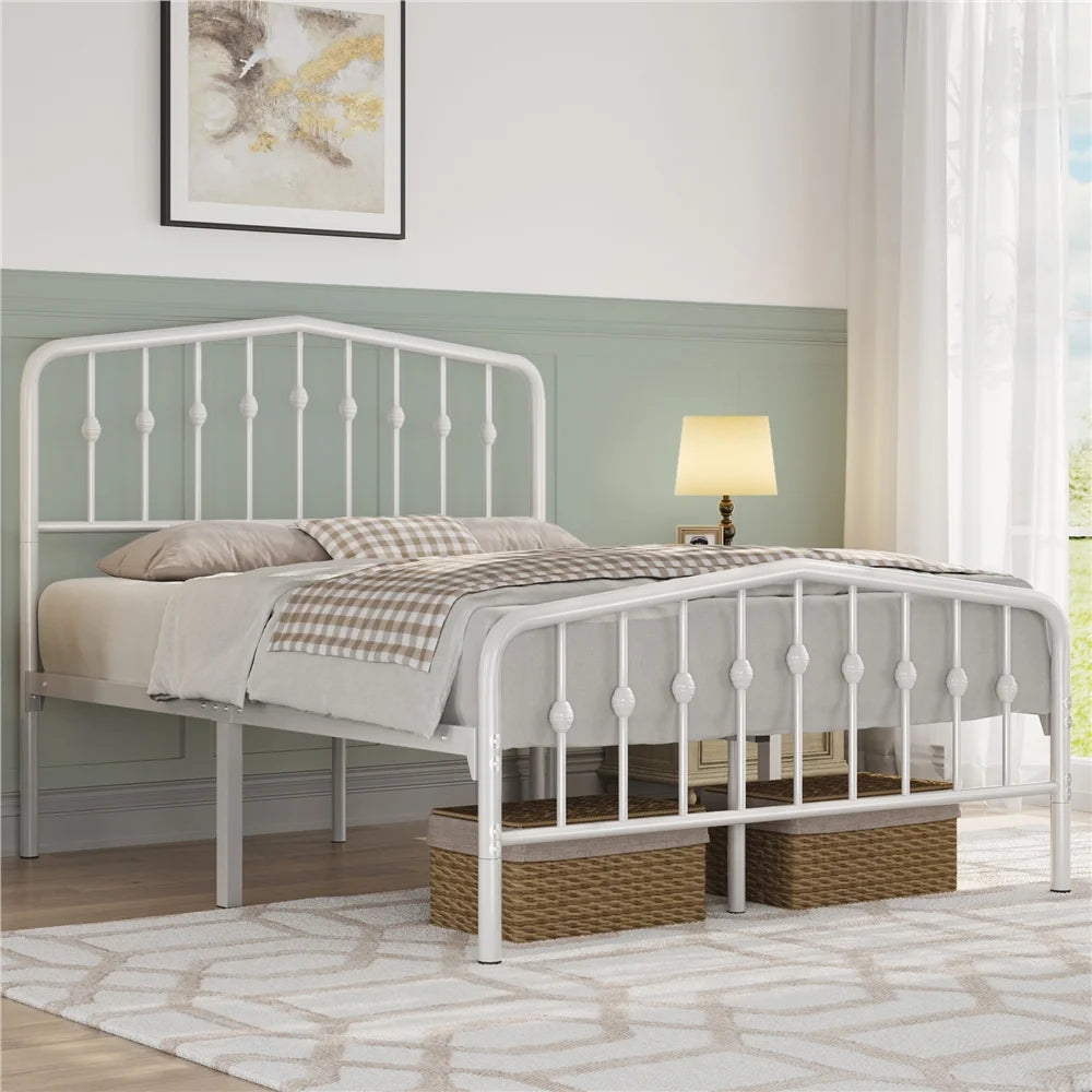 Queen Black Metal Platform Bed with Arched Headboard H817109