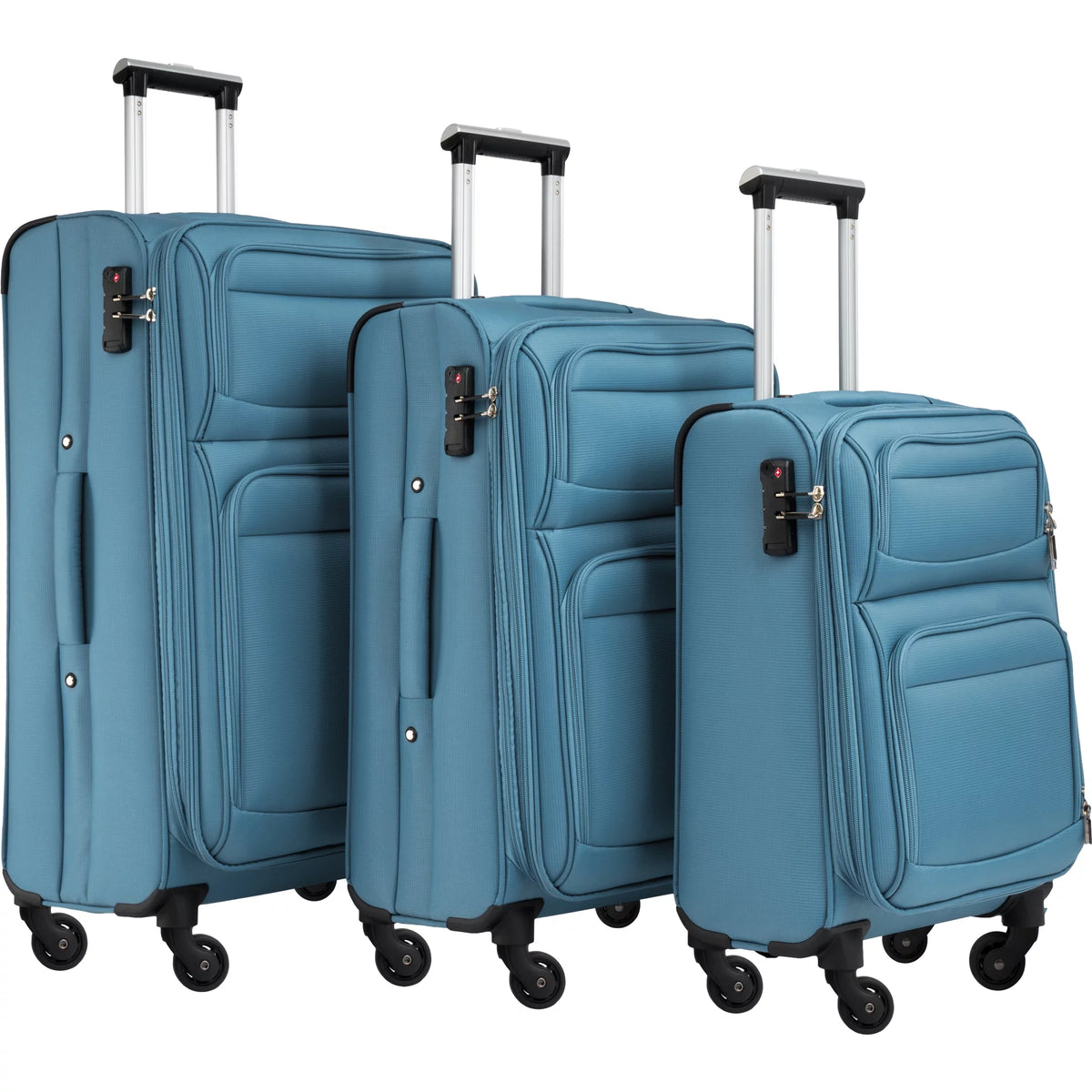 3 PCS Lightweight Expandable Softside Luggage Set with Spinner Wheel and TSA Lock B9922