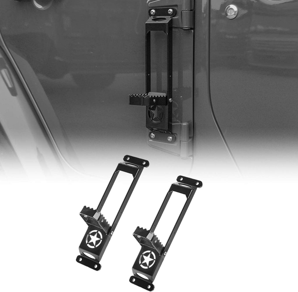Black Foldable Door Hinge Step Foot Peg, Pack of 2 G83203