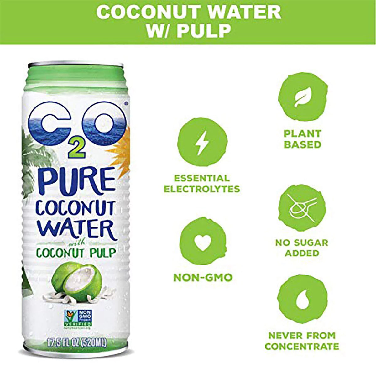 Coconut Water with Pulp 17.5 FL OZ Pack of 12 C4995