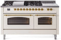60 Dual Fuel Natural Gas Range Antique White Brass Trim B4935