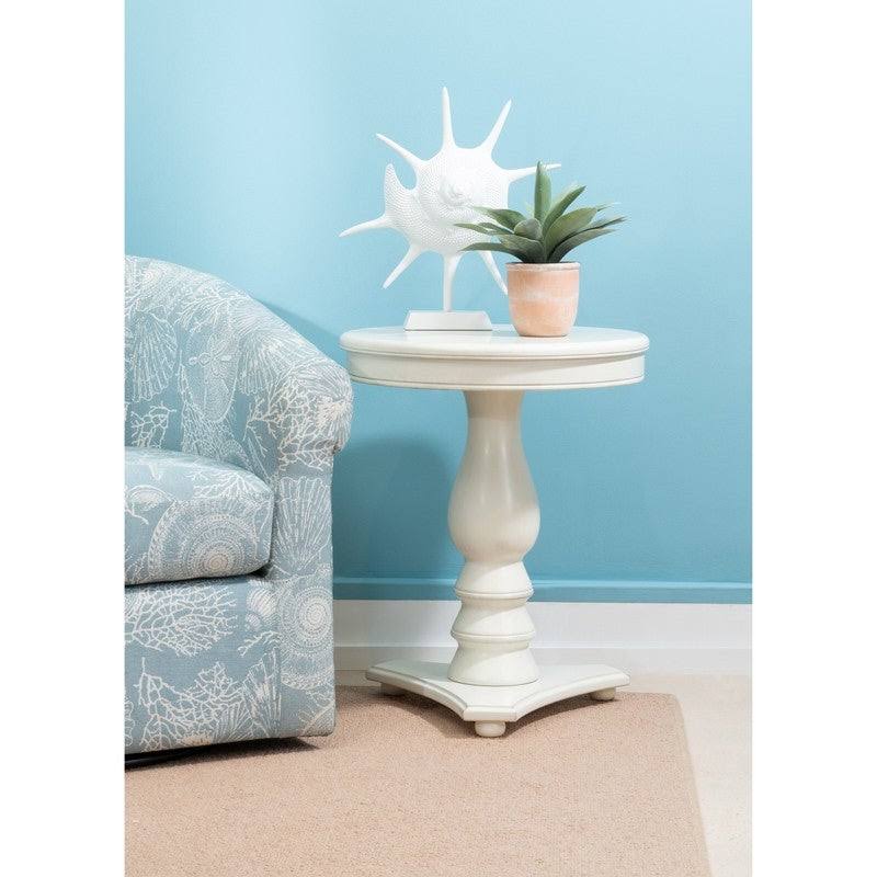 White Round Accent Side Table I2169