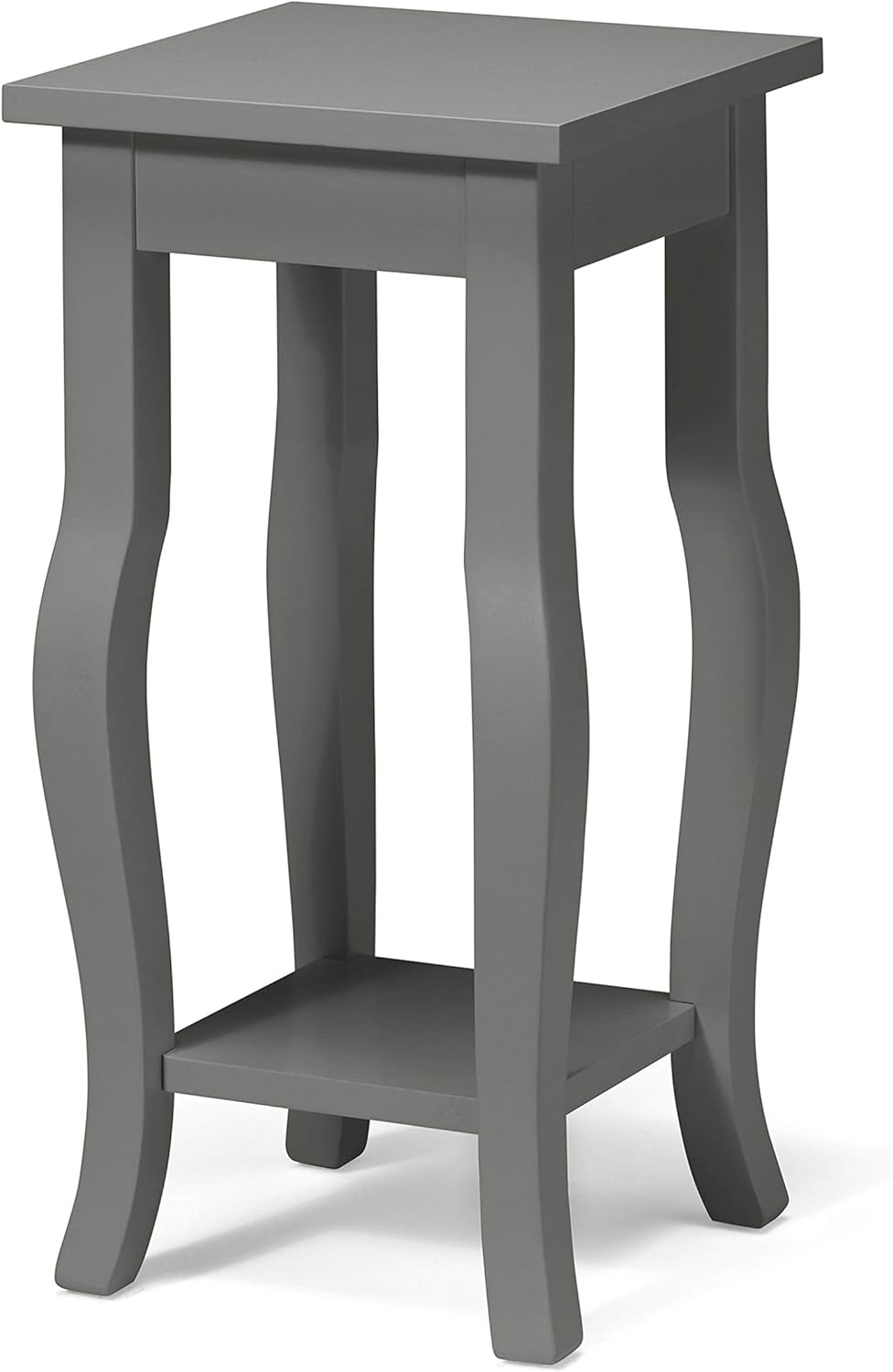 Black Wood Pedestal End Table with Lower Display Shelf, Pack of 2 C963