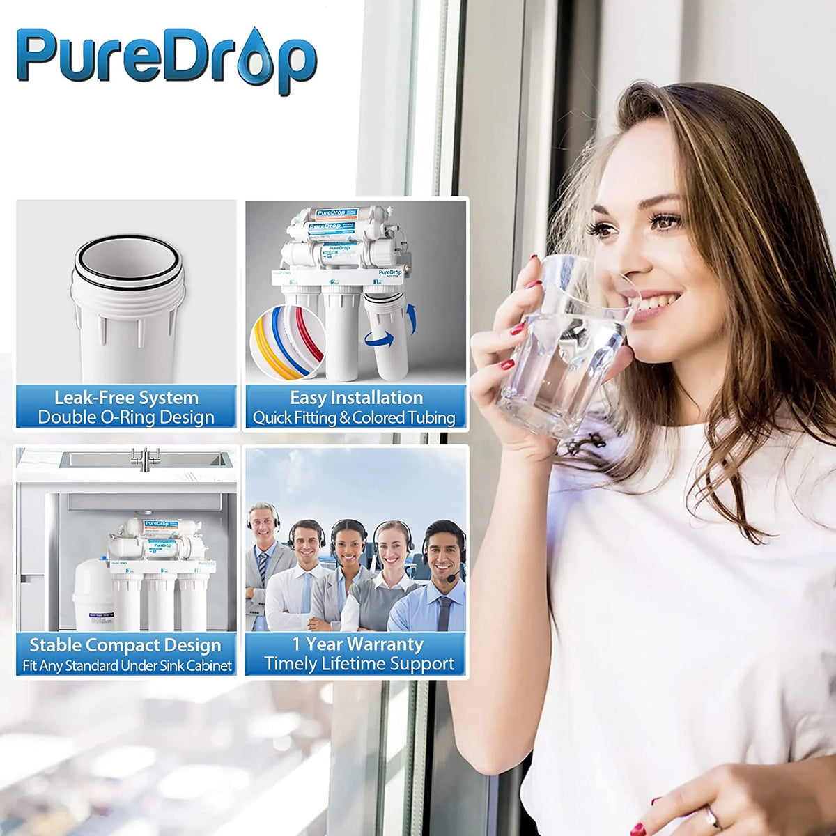 Reverse Osmosis Alkaline Water Filtration System, 6 Stage Under Sink RO Water Filter with Faucet W763114