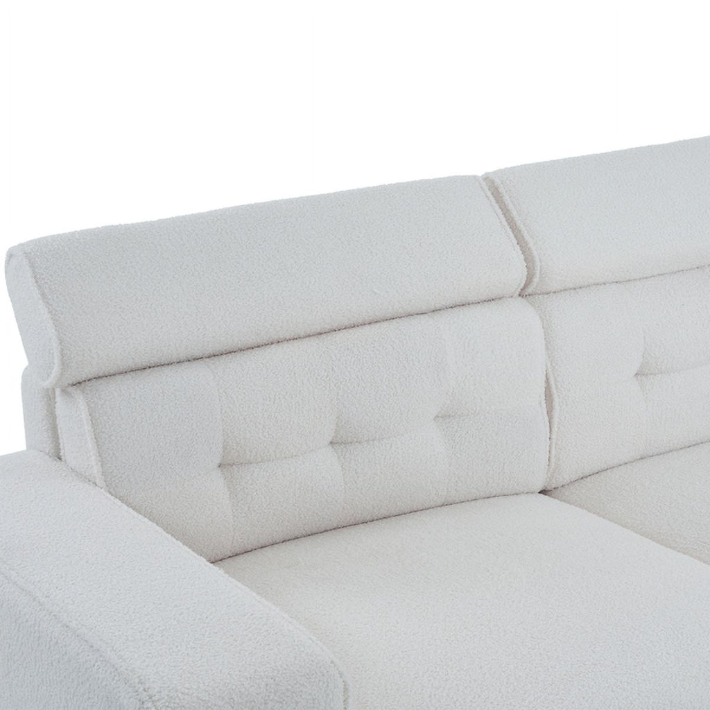 Off-White Teddy Velvet 2-Seat Sofa Bed with Detachable Armrests Z32591
