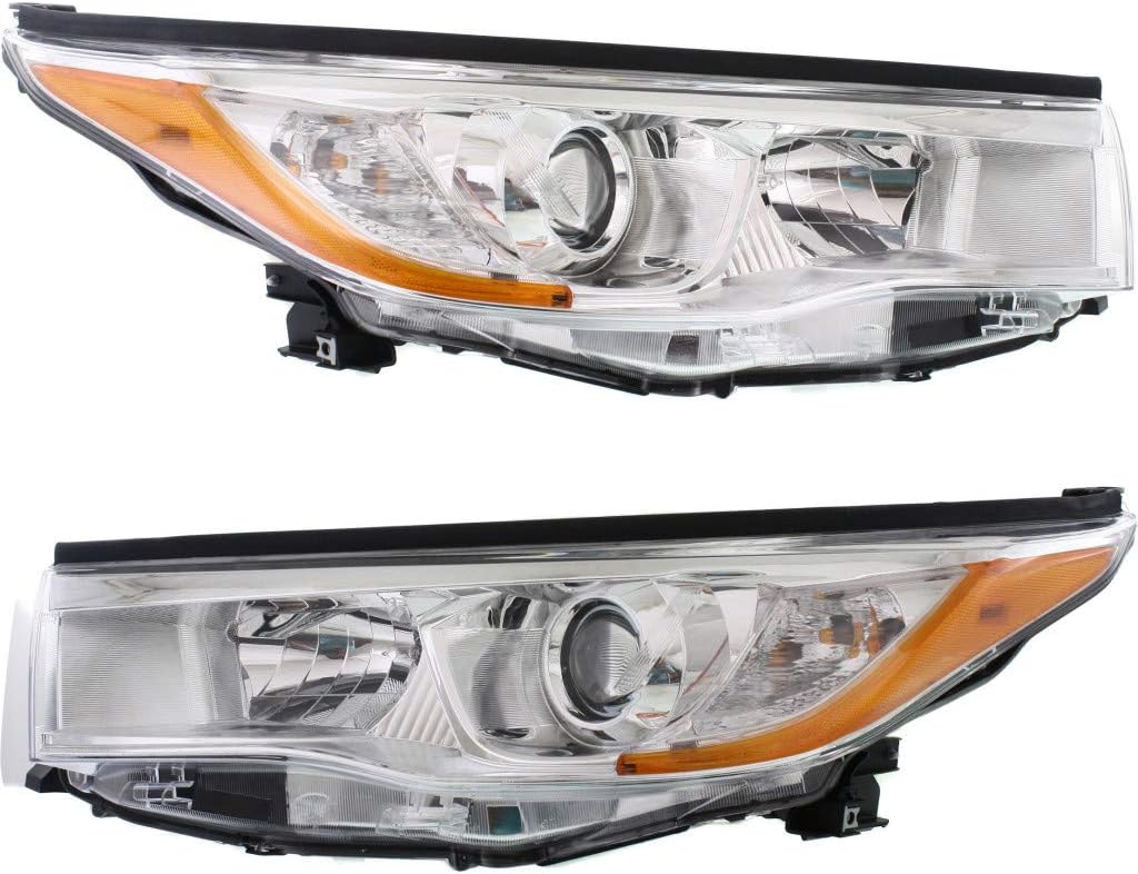 Chrome Headlight Assembly Pair for Toyota Highlander/Hybrid 2014-2015 K79938