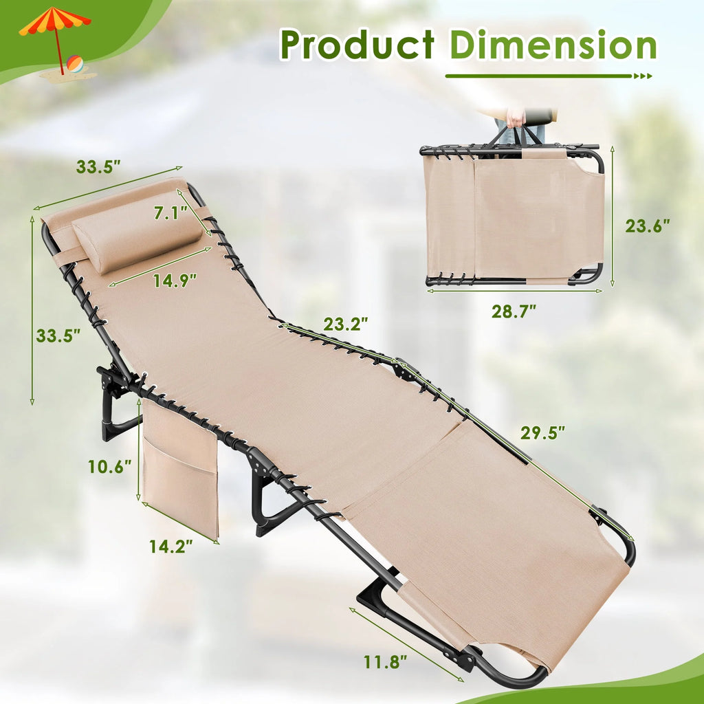 Blue 5-Position Adjustable Foldable Chaise I2893