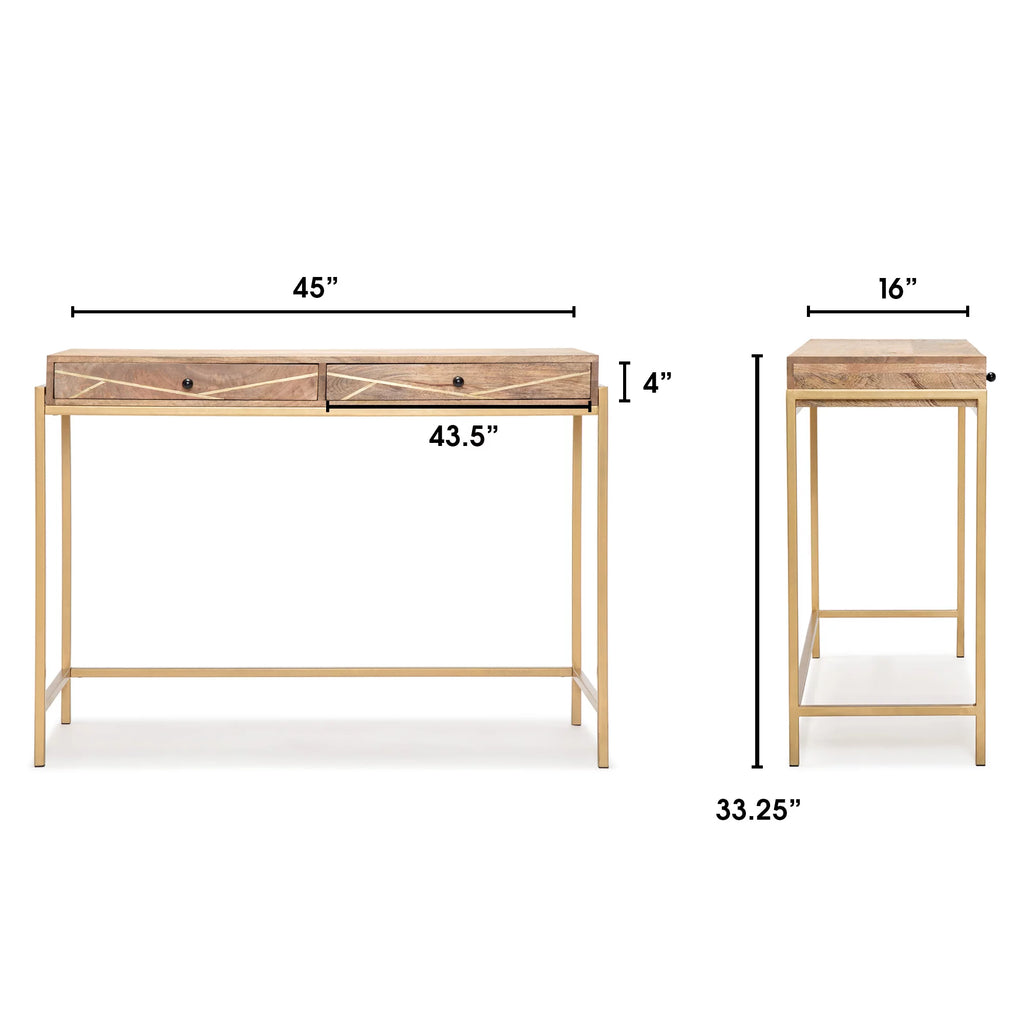 Solid Wood Console Table with 2 Drawers X53476