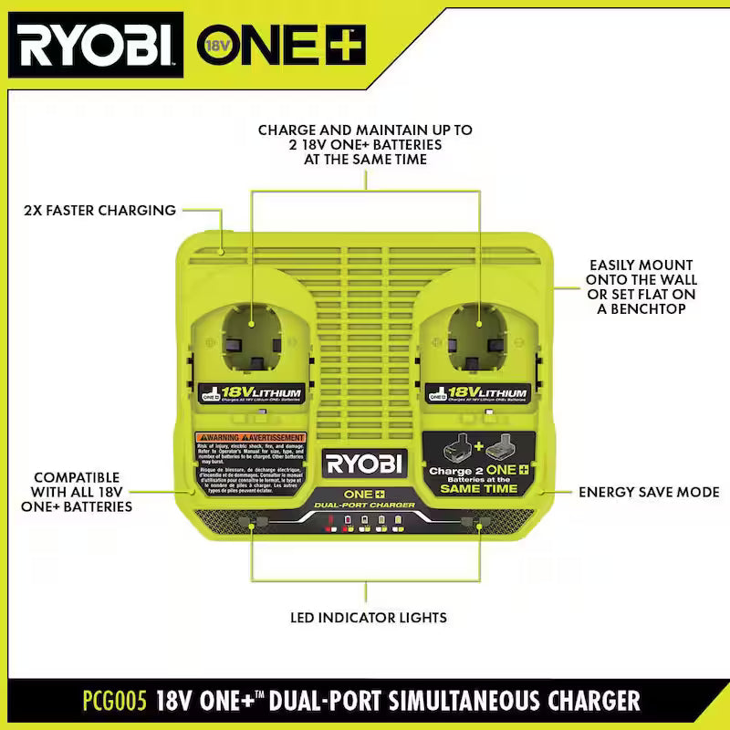 18V 1.5 Ah Batteries with Dual-Port Charger Starter Kit B9777