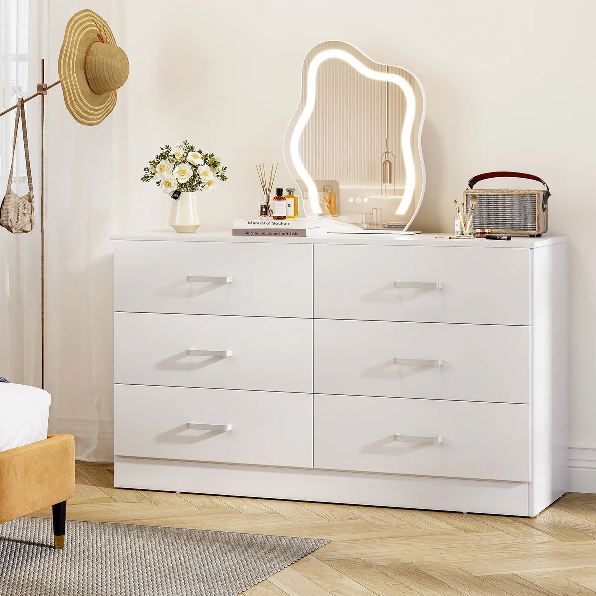 Black 6 Drawer Wood Dresser Z962