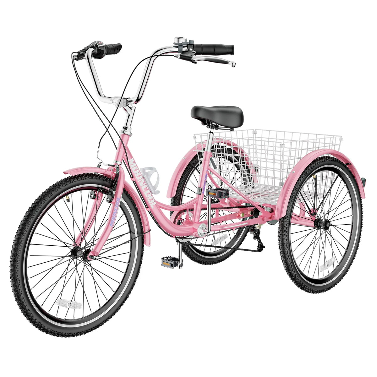 24 Upgraded Adult Tricycle with Low-Step Through Frame, 7-Speed Adjustable Cruiser Trike with Basket N3853