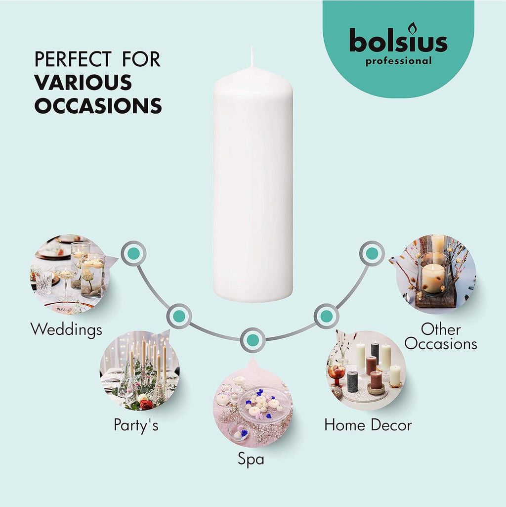 White Pillar Candles Set of 20 Unscented Dripless C185653