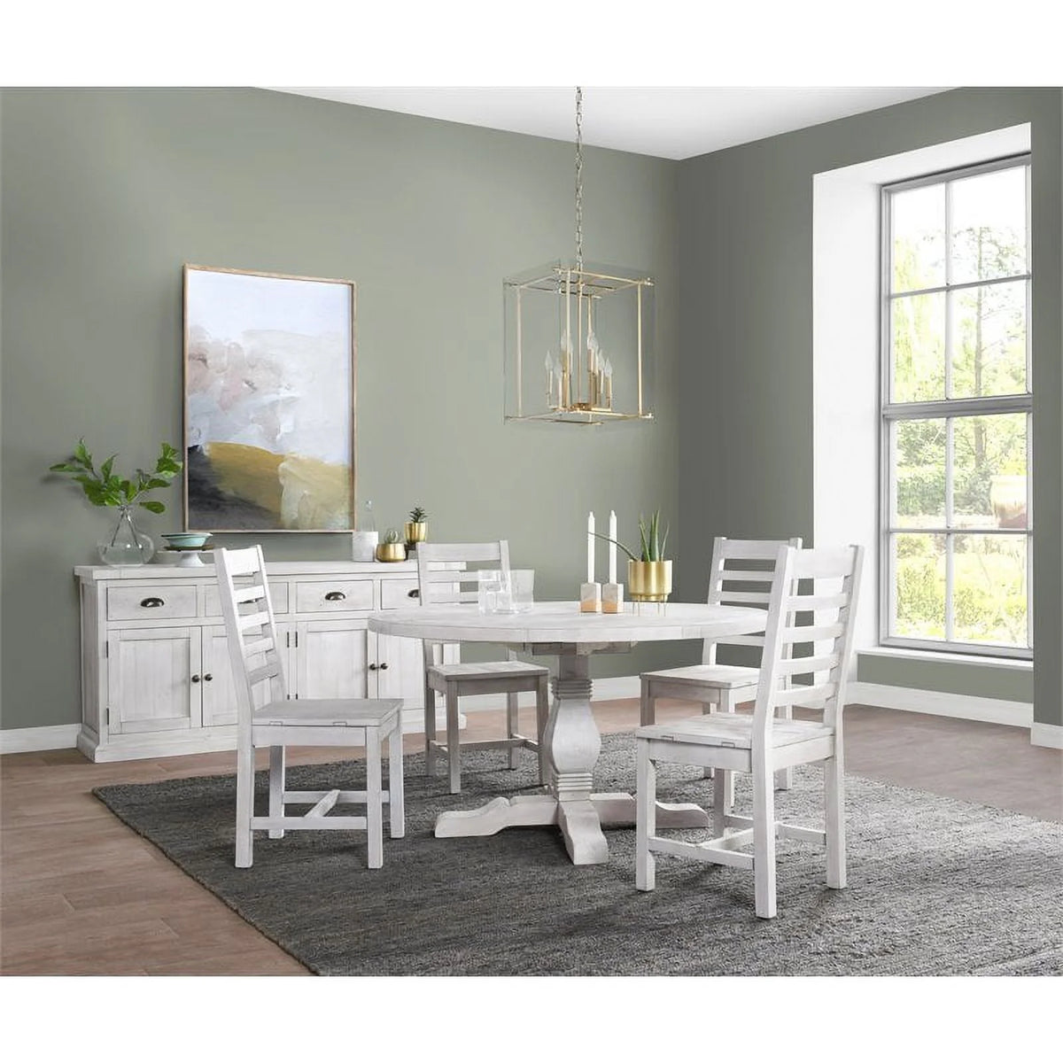 55" Round Solid Pine Wood Dining Table F481765