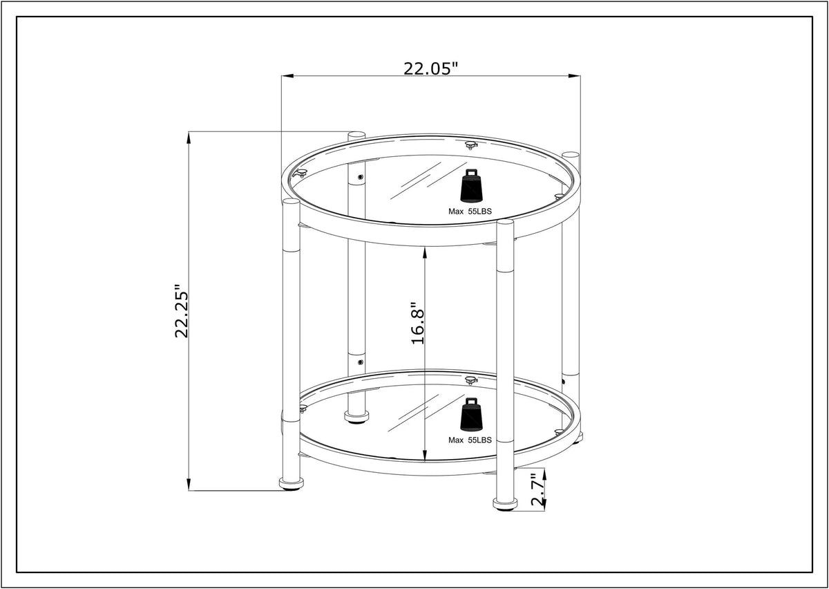 22" Round Acrylic Coffee Table with Metal Legs W382380