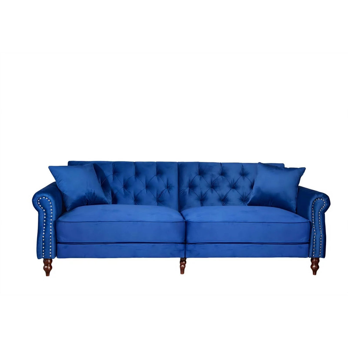 Blue Velvet Convertible Sofa Bed A9106